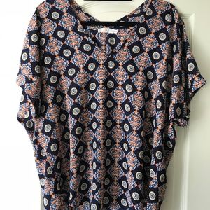 Nordstrom Lush Navy Geometric Print Blouse